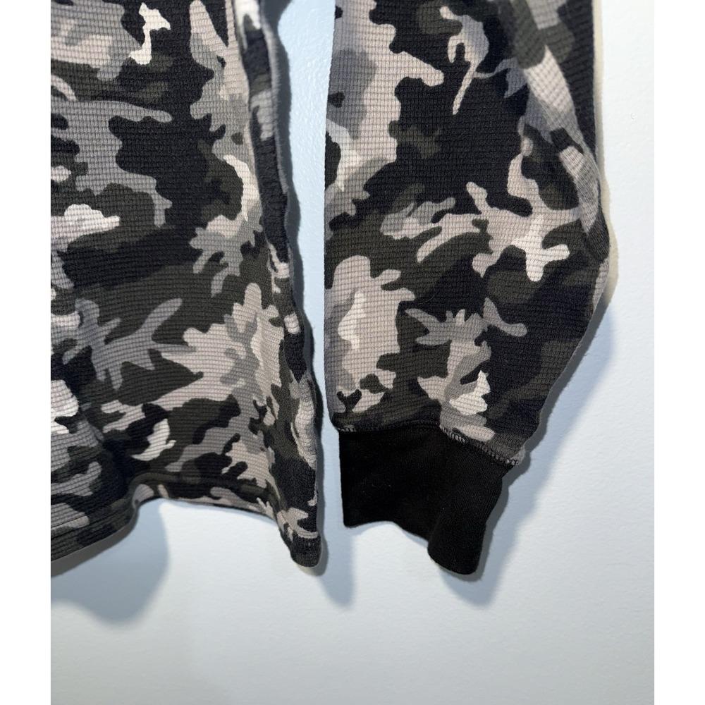 POLO RALPH LAUREN Men's Shirt Thermal Camo Logo Waffle Knit Black Gray Size XL - Picture 3 of 6